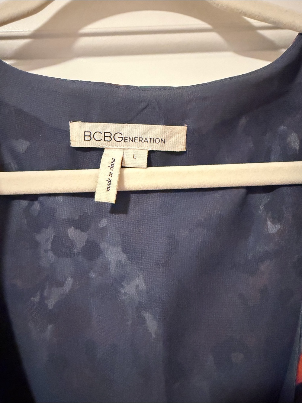 BCBGeneration Blue Multi-Print Ruffle Wrap Dress - Picture 4 of 5